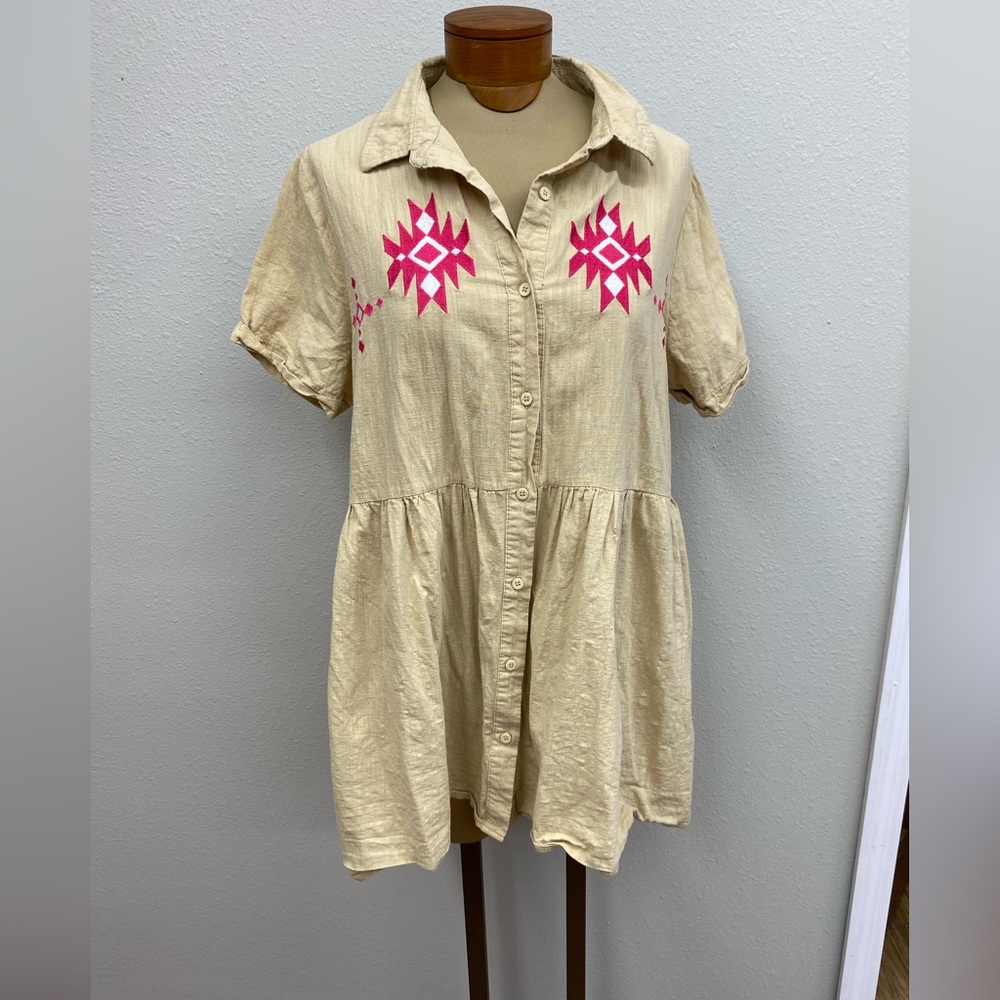 L&B Lucky and Blessed Aztec Shirt Dress